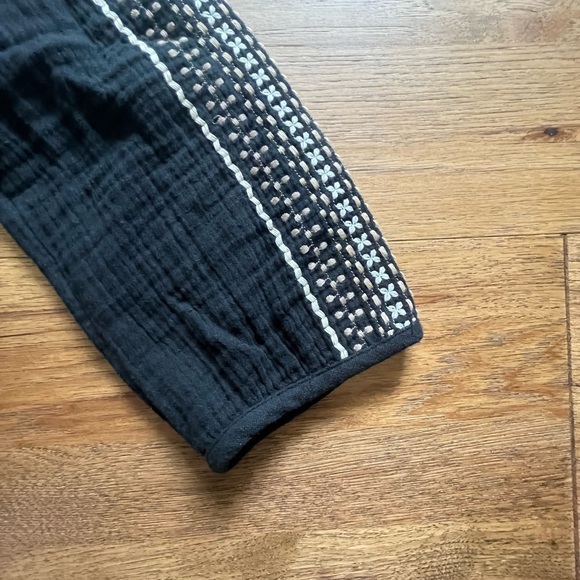 J. Jill Black Embroidered Cotton Gauze Cardigan Jacket Women’s Sz‎ M Cottagecore - Picture 5 of 10